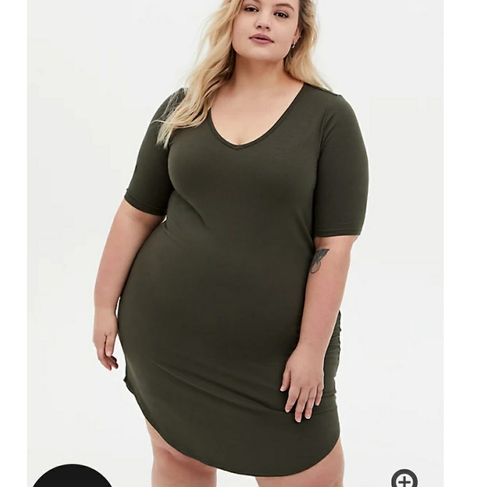 OLIVE GREEN JERSEY T-SHIRT DRESS